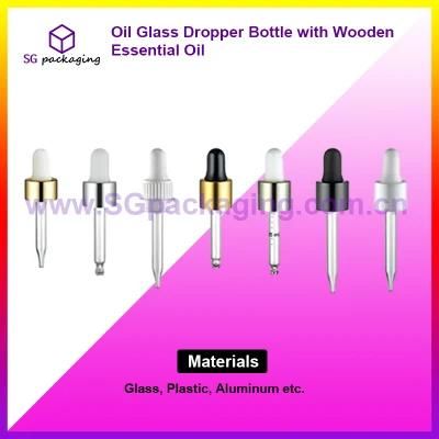 Oil Glass Dropper Bottle with Wooden Essential Oil