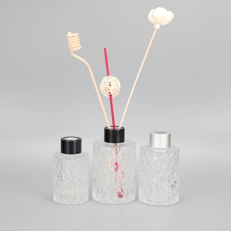 Fragrance Bottle with Pattern Round Transparent Glass Diffuser Bottle