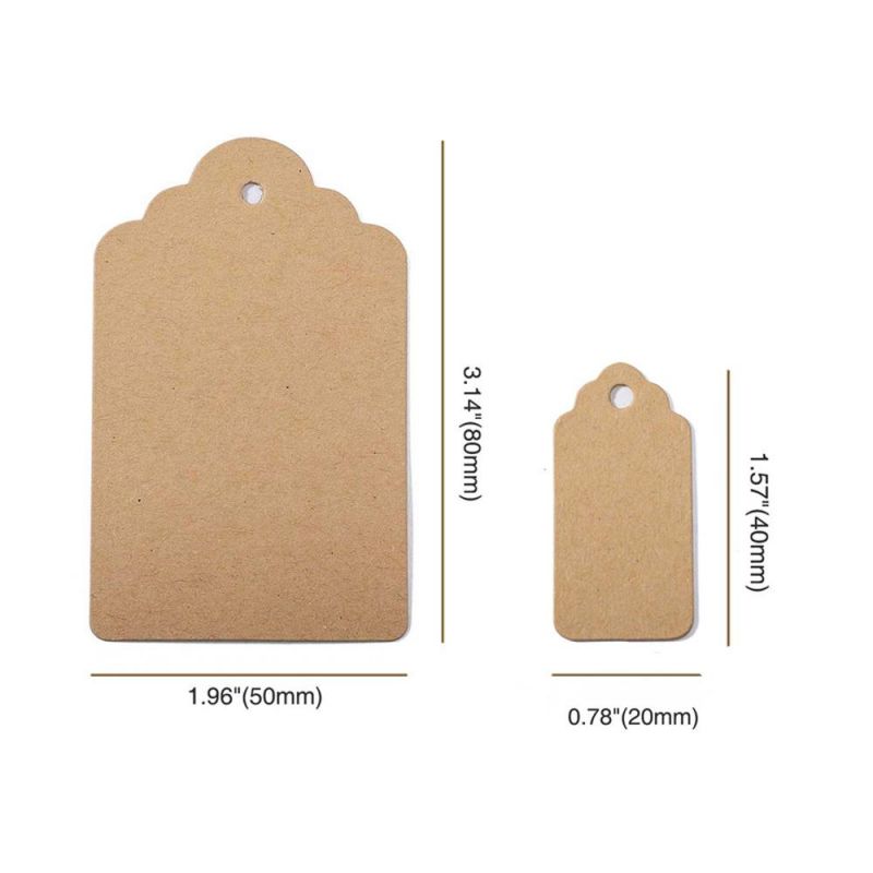 Custom Wedding Christmas Thanksgiving Day Holiday Price Label Kraft Paper Gift Tags with Jute String (T5080-1)