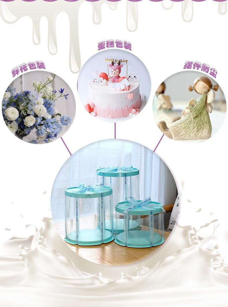 Disposable Plastic Cake Container Boxes for Cup Cake Clear Gift Pastry Packaging Round Swiss Roll Custom Transparent