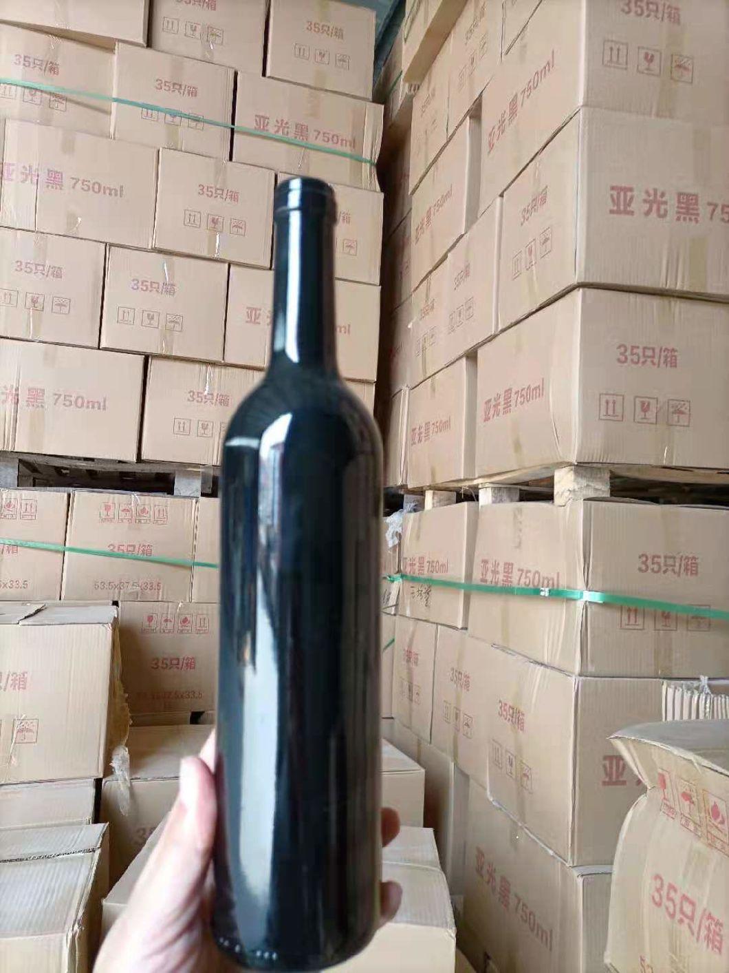 Customized Black Transparent Amber Green Color 750ml Wine Glass Bottle