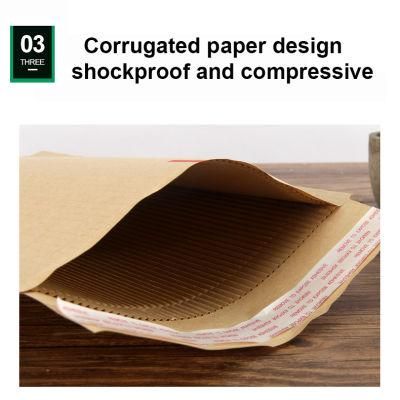 Eco Friendly 100% Recyclable Degradable Kraft Cover Paper Mailers Bag Corrugated Paper Cushion Packaging Envelopes