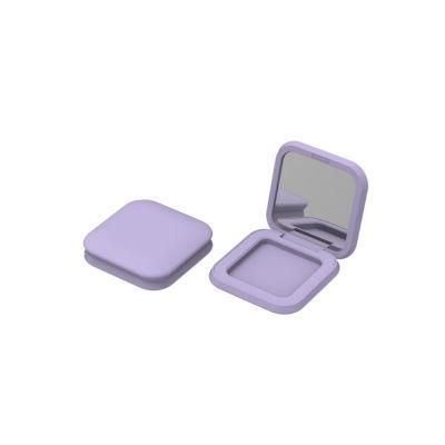 Single Empty Square Purple Eyeshadow Case with Mirror Customzed Square Compact Powder Case