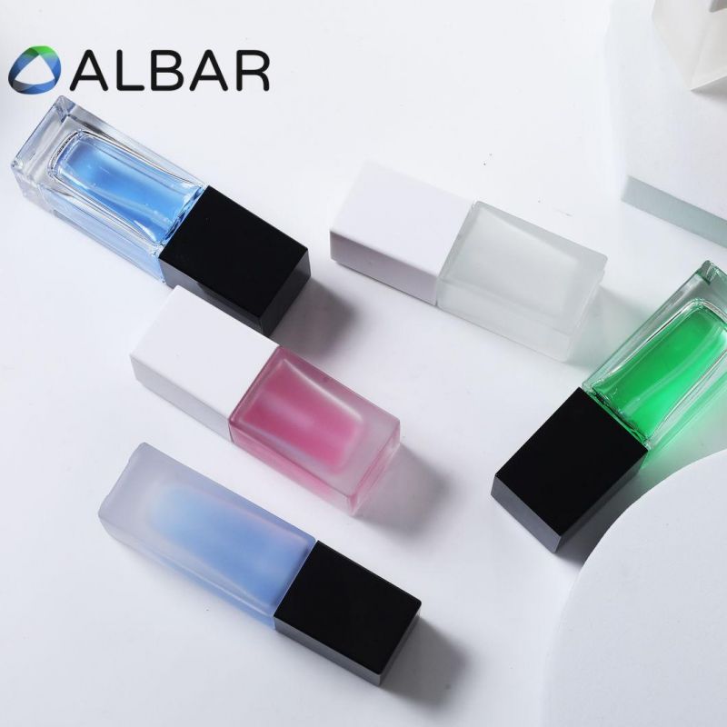 Square Skin Care Packing Transparent Black and White Glass Bottles for Cosmetics Customization