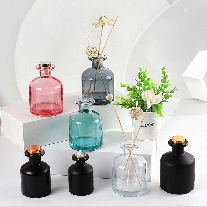 Custom 100ml 200ml Unique Black Transparent Colorful Refillable Glass Diffuser Bottle for Diffuser