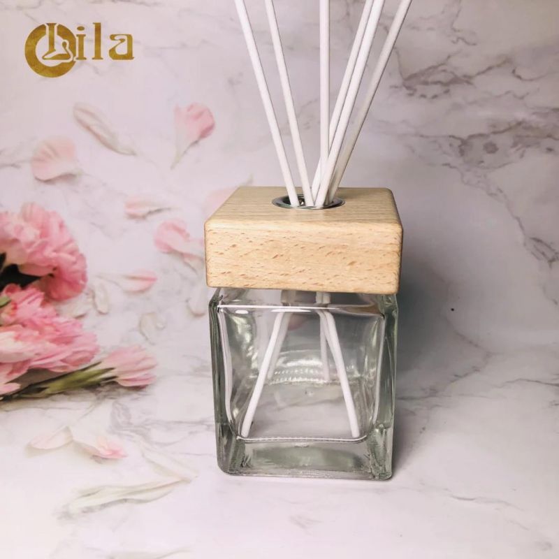 OEM Square 200ml Cosmetic Jar Bottles Manufacturer Diffuser Glass Bottle with Reed