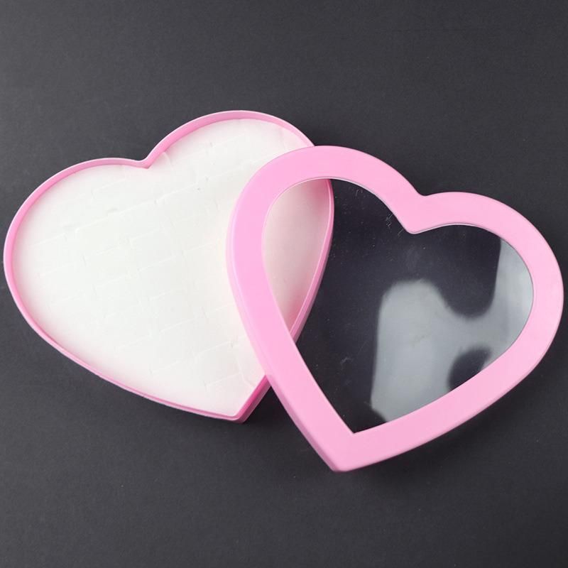 Wholesale Custom Small Leather Heart Shaped Travel Jewellery Gift Box Jewelry Organizer Case with Custom Logo Clear PVC Window