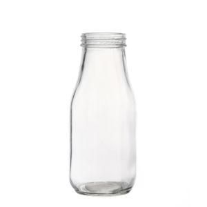 Glass Bottle Supplier Empty Wholesale Clear Coffee Beverage Juice Round Glass Milk Bottle with Lids