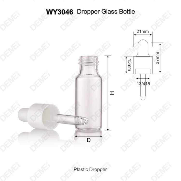 3ml-15ml Wholesale Cosmetic Packaging D18mm D22mm Straight Round Clear and Amber Serum Essential Oil Tube Glass Bottle with 13mm Silver Dropper Cap