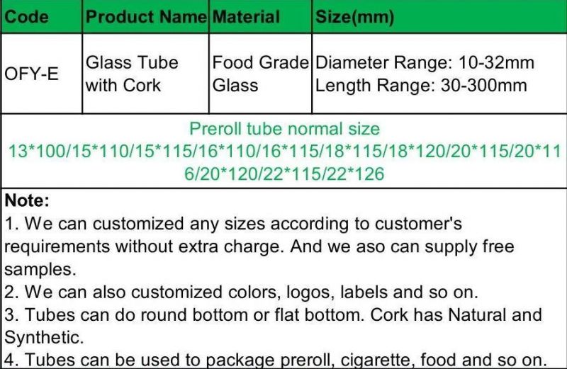 Food Grade 25mm Diameter Glass Test Tube with Cork