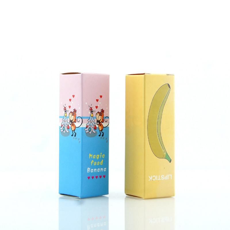 4.3G Low MOQ in Stock Ready to Ship New Design High Quality Pink Yellow Banana Shape Empty Lip Stick Tube with Paper Box