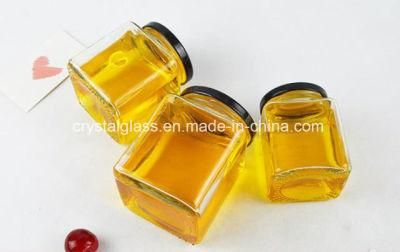 Concise Food Storage Glass Bottle Honey Jar Square Glass Container with Metal Lid 50/100/500ml