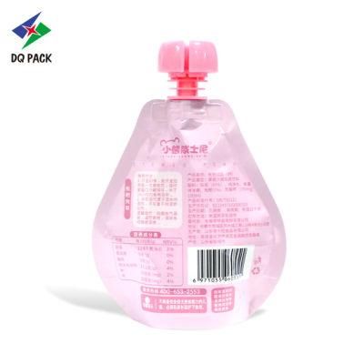 Dq Pack Custom Printed Spout Pouch Pink Cute Design Packing Bags Stand up Pouch with Spout for Fruit Vegetable Juice Packaging