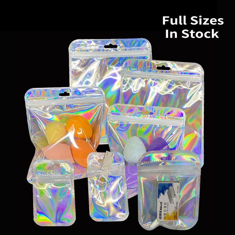 Hologram Plastic Bag Holographic Rainbow Plastic Ziplock Zipper Bag