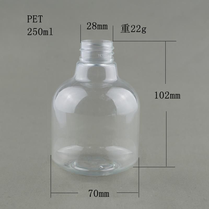 250ml Plastic Bottle, Transparent Plastic Pet Bottle with White Lotion Pump for Hand Soap