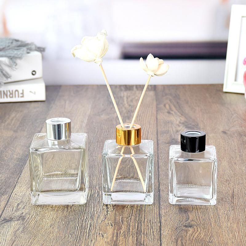 50ml China Wholesale Glass Perfume Bottle Household Square Flameless Incense Bottle Volatile Bottle Essential Oil Bottle with Inner Plug Anodized Cover 40-250ml