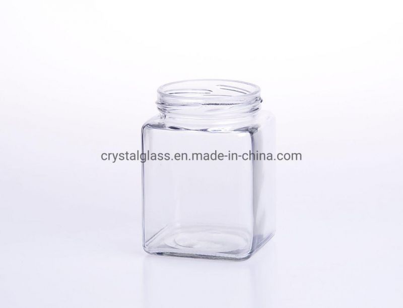 Square Glass Jar Honey Food Storage Jar Sample Wholesale 100ml/180/380/500ml