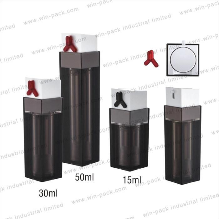 15/30/50ml Black Square Airless Acrylic Pump Bottle for Cosmetic Container