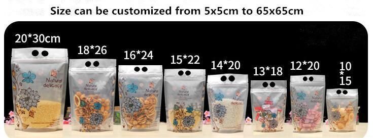 MD-0641 Box Bottom Food Bag Plastic Bag with Handle, Customized From 5X5cm to 65X65cm