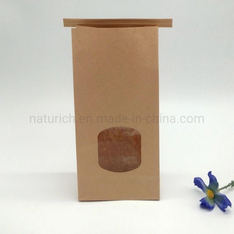 Custom Printed Food Grade Recycled Retail Grocery Popcorn Packaging Potato Chips Kraft Paper Bag with Tin Tie