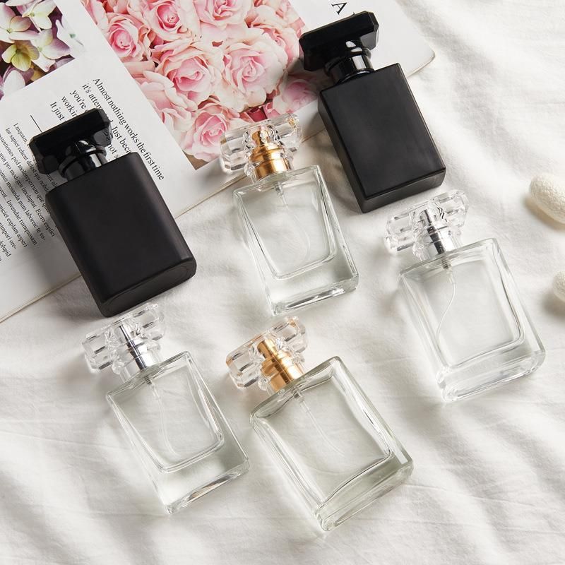 50ml Transparent/Frosted Black Perfume Bottles Travel Pocket Glass Spray Bottles Empty Bottles Cosmetic Refillable Container