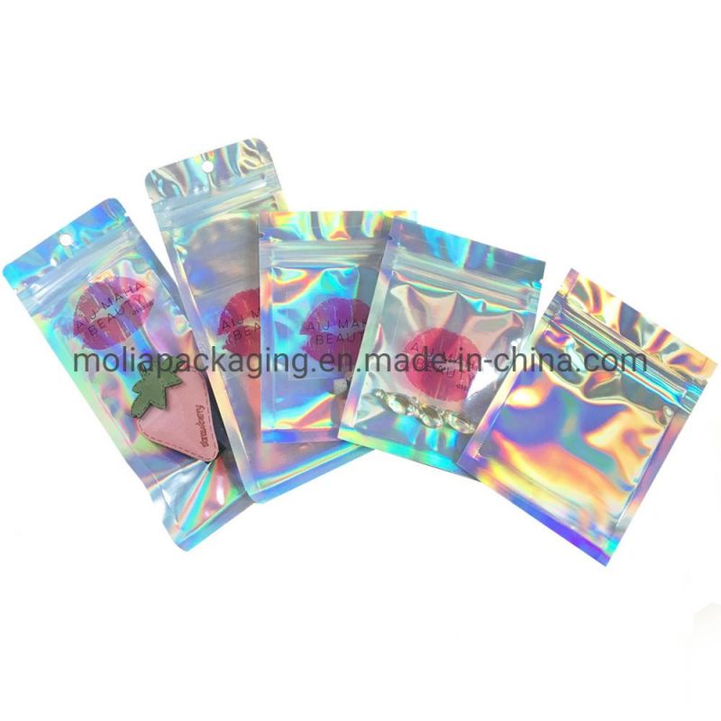 Logo Printed Top Zip Holigraphic Film Stand up Smell Proof Mylar Bag 1g