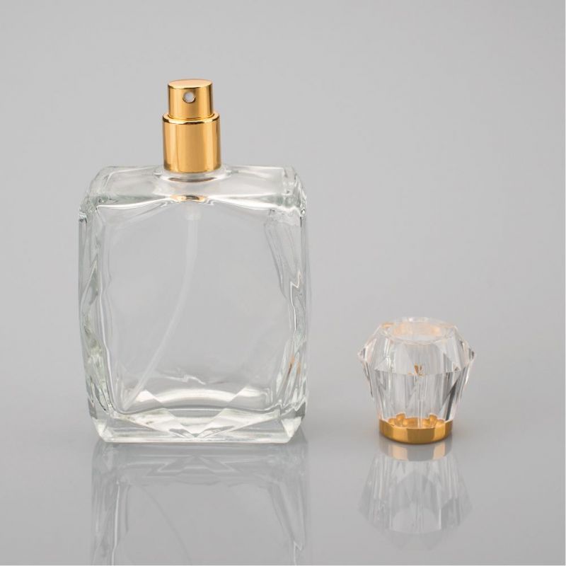 Wholesale Luxury Pump Spray Clear Perfume Glass Bottle 100 Ml