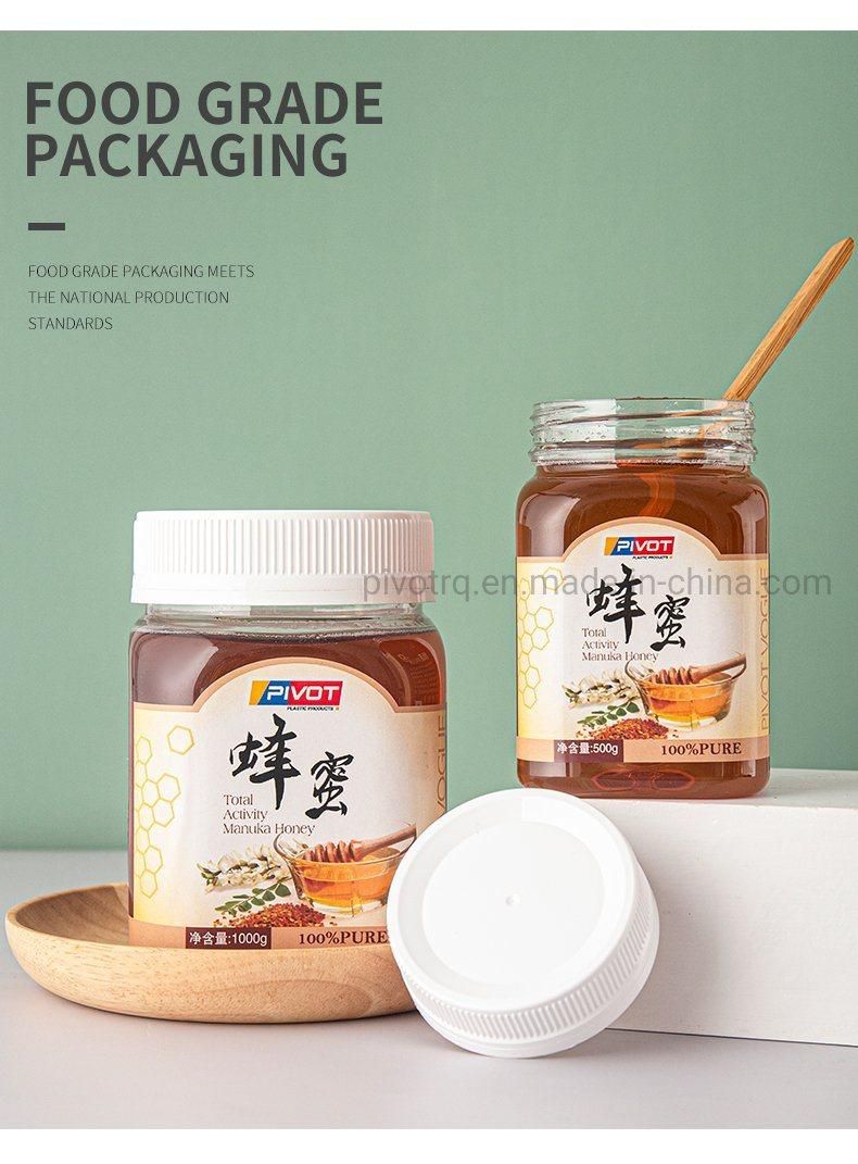 250g 400g 500g 900g 1000g Clear Pet Honey Square Bottle with Safe Ring