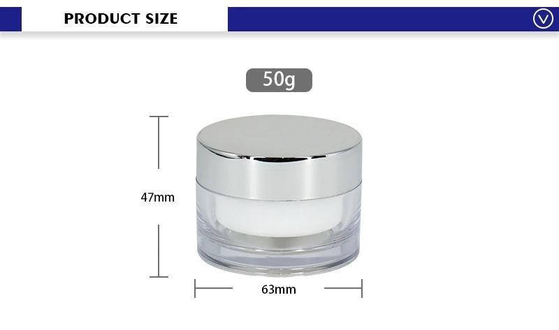 OEM PS 50g Transparent Luxury Cream Jar with Silver Lid