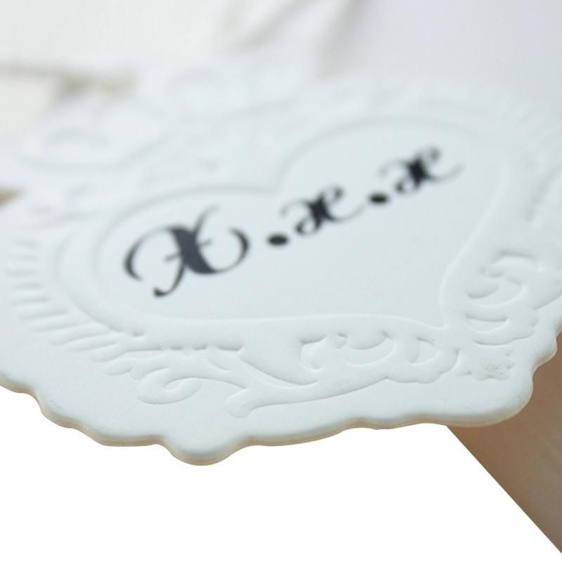 Professional Embossed Logo Special White Clothing Paper Hang Tag with Cotton Strings