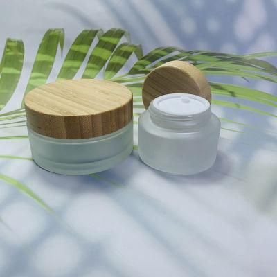 High Quality Bamboo Cap Glass 50g 100g 200g Hot Stamping Logo Luxury Cream Jar