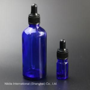 Blue Glass Dropper Bottle with Black Dropper, Essential Oil Bottle (NBG03B)