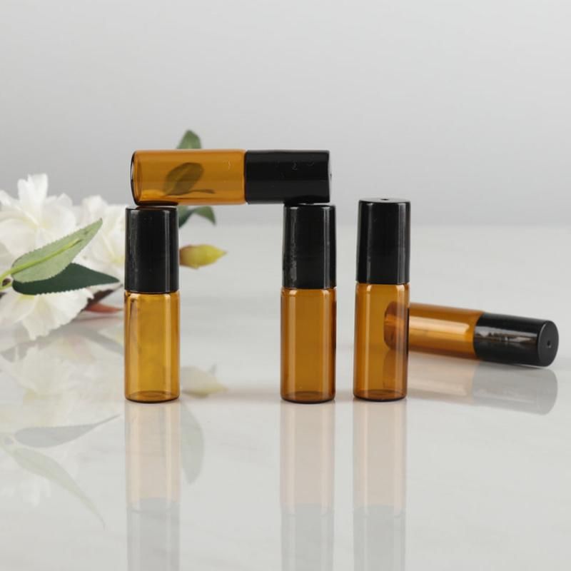 High Quality Clear Amber 5ml 15ml 10ml 20ml Glass Roll on Bottles with Stainless Steel Ball Essential Oil Roller Bottle