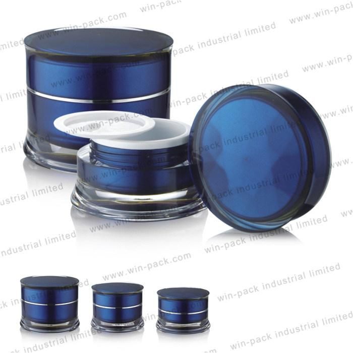 Winpack Top Sale Round Blue Empty 15g 30g 50g Acrylic Cosmetic Jar for Cream Packing