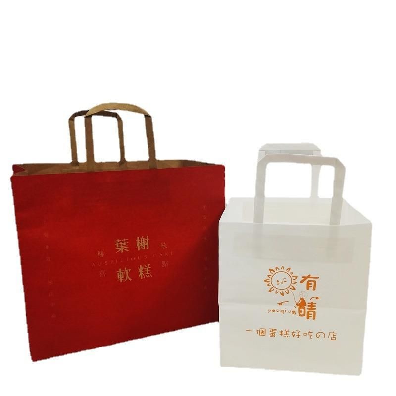 Design Printed Take Away Package Bag Kraft Paper Shopping Handle Bag