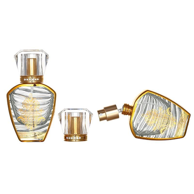 Golden Pattern 30ml Glass Spray Perfume Bottle Portable Travel Refillable Empty Perfume Bottle