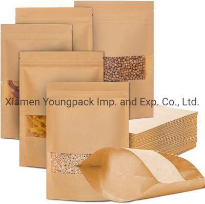 Cookie Bag Treat Bag Coffee Bean Bag Tin Tie Tab Lock Kraft Paper Bakery Bags with Window