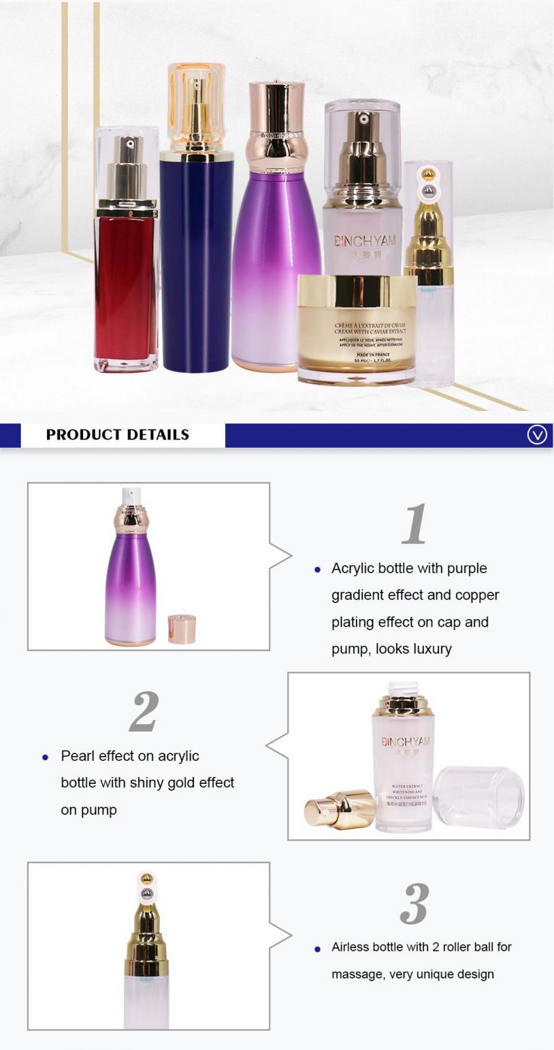 Luxurious Empty Cosmetics Lotion Bottles, Double Wall Acrylic Plastic Cream Container Bottle