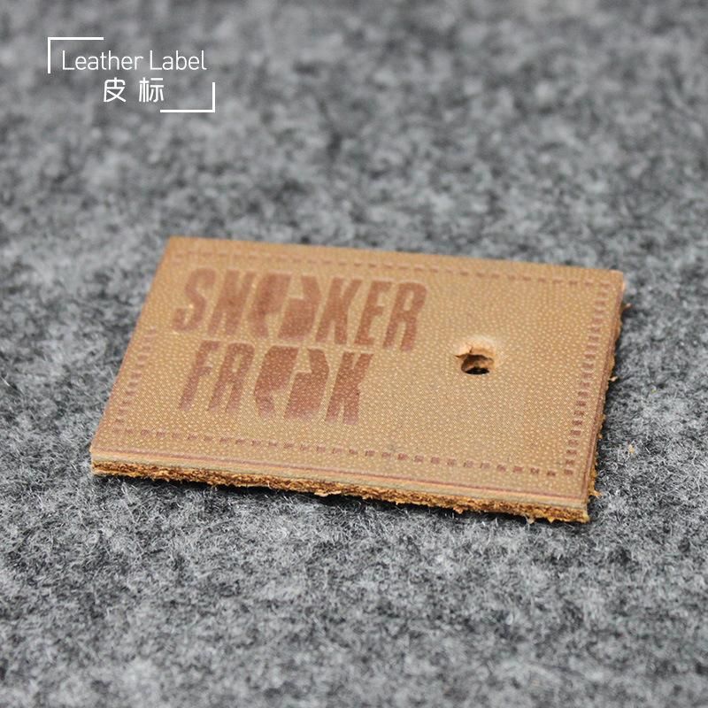 Customized Brand Embossed Printed PU Leather Hangtag