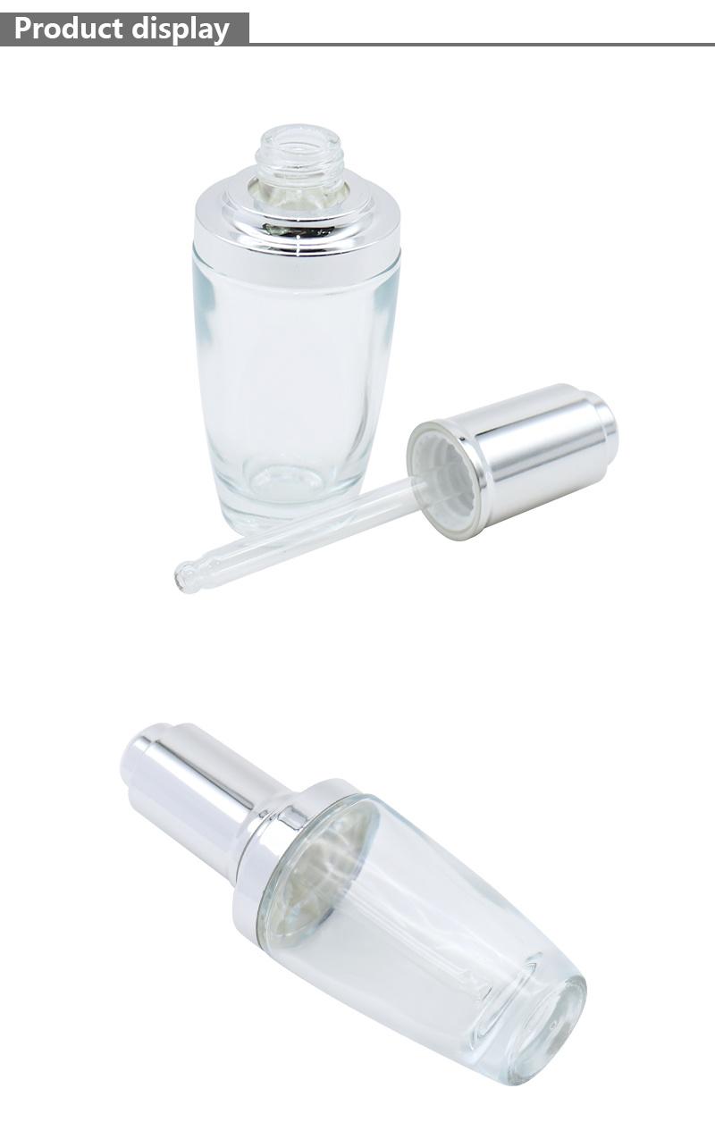 Hot Selling Unique 30ml 60ml Silver Glass Dropper Bottle