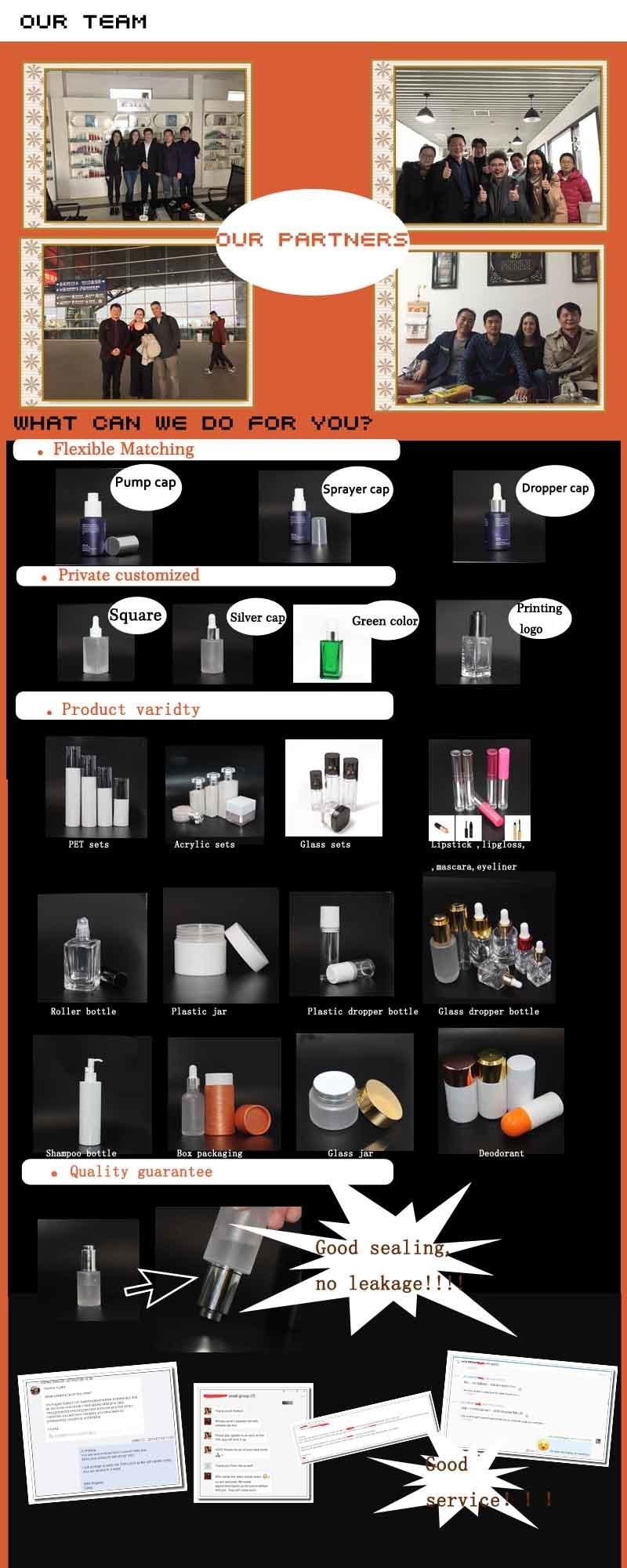 Square Matte Black Color Mascara Tube Eyeliner Container Plastic Glass Serum Skincare Bottles Cream Jar Sets