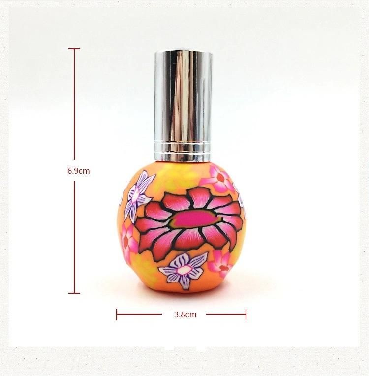 Wholesale China Style Empty Colorful 14ml Flint Glass Perfume Bottle Shaped Refillable Glassware Clay Painting Cosmetic Bottle with Spray Cosmetic Packaging