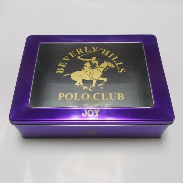 High Quality Mint New Tea Metal Rectangle Tin Box, Cosmetic Tin Boxes with Window