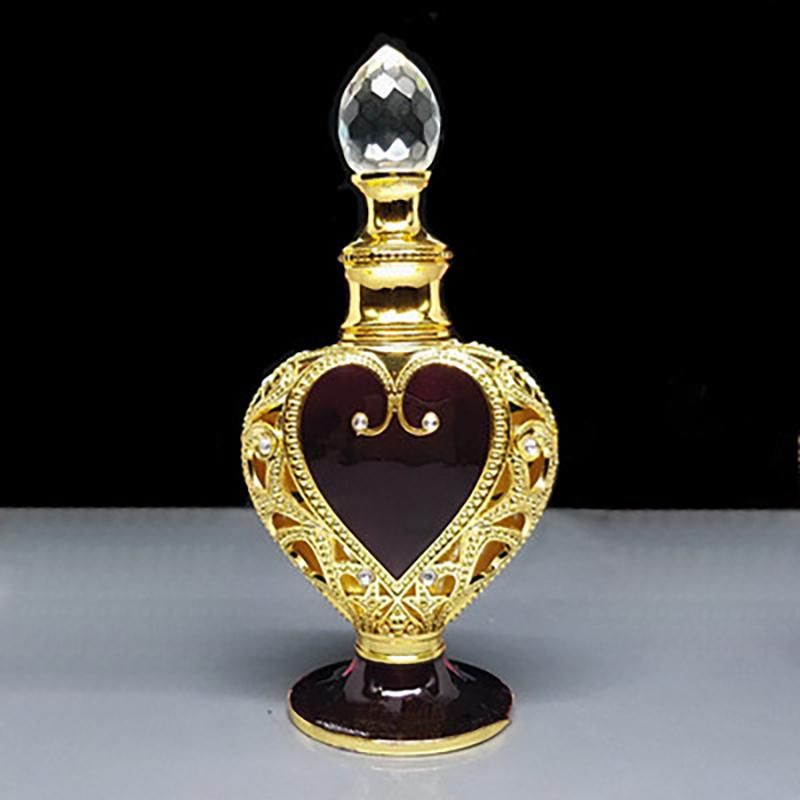 in Stock Ready to Ship 10ml Elegent Arabian Perfume Oil Zinc Alloy Metal Bottle with Shiny Jewelry Decoration and Cap Fragrance Bottle