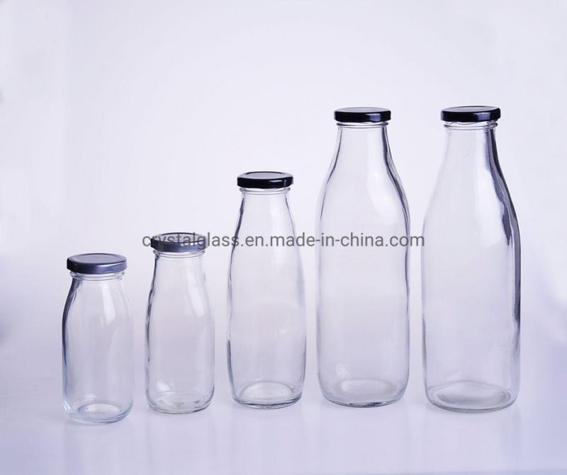 Recycled Glass Milk Bottle with Tinplate Lid