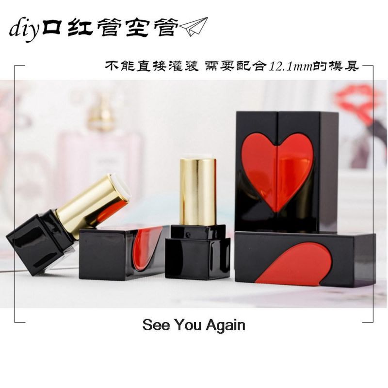 Spot Wholesale High-Grade Lipstick Tube Love Black Square Lipstick Tube