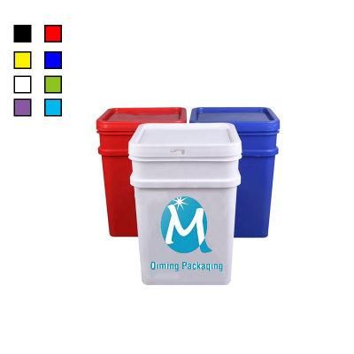 Food Grade Colorful 2L/5L/10L/15L/20L/25L Plastic Barrel/Pail/Drum/Bottle/ with Handles Square Plastic Buckets with Lids