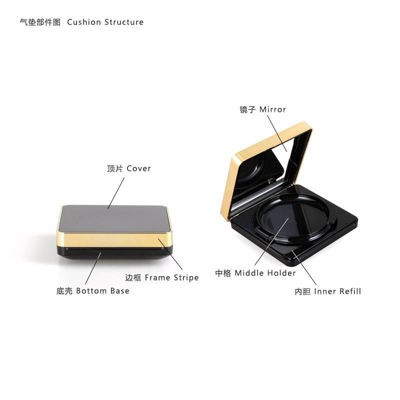 Luxury Empty Square Bb Cc Plastic Packaging Cream Air Cosmetic Beauty Cushion Case Box for Liquid Foundation Concealer