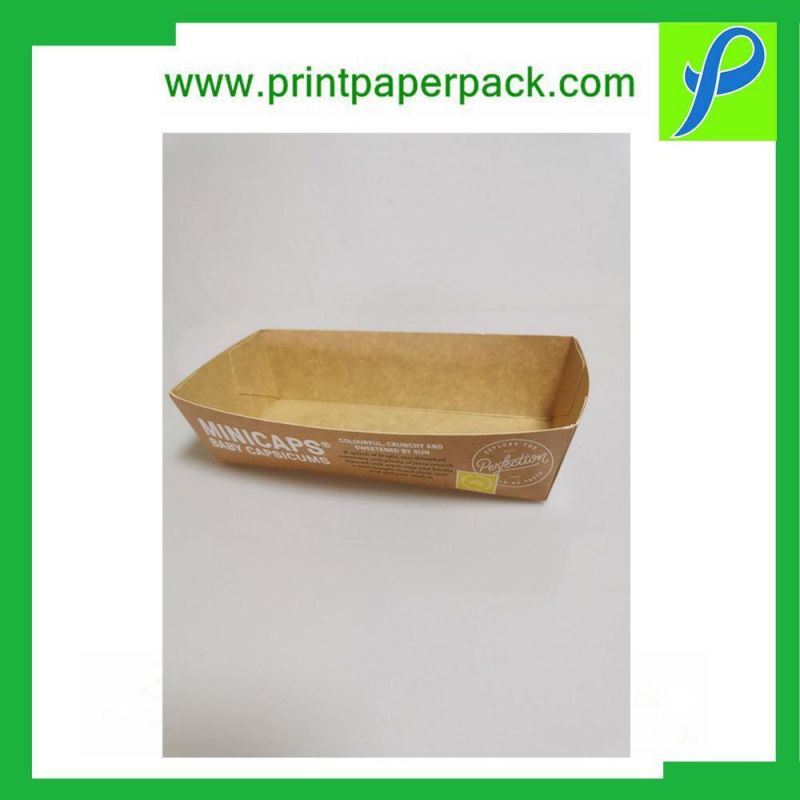 Eco Friendly Disposable Brown Kraft Paper Food Boat Tray Food Paper Tray Wholesale Custom Printed Fast Food Trays