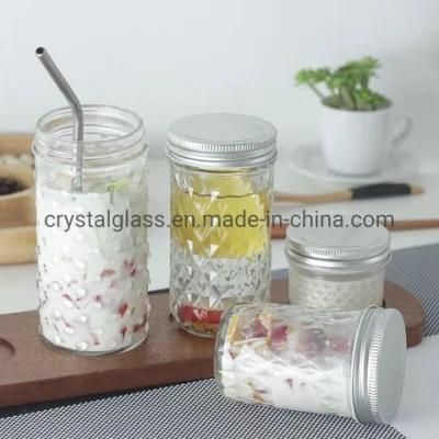 Crystal Glass Jam Jar for Caviar with Aluminium Lids